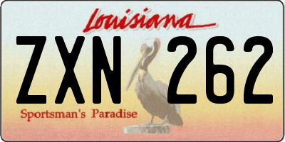 LA license plate ZXN262