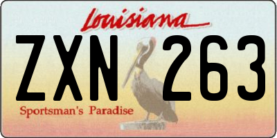 LA license plate ZXN263