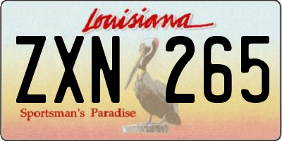 LA license plate ZXN265