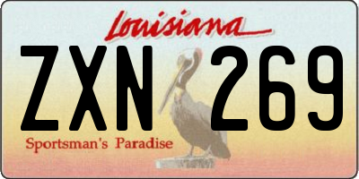 LA license plate ZXN269