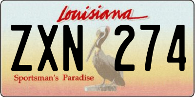 LA license plate ZXN274