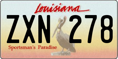 LA license plate ZXN278