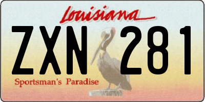 LA license plate ZXN281