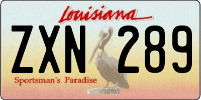 LA license plate ZXN289