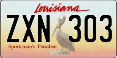 LA license plate ZXN303