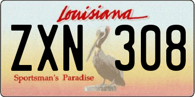 LA license plate ZXN308