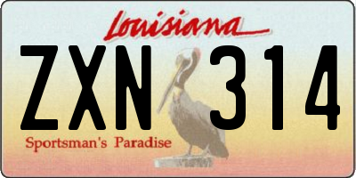 LA license plate ZXN314