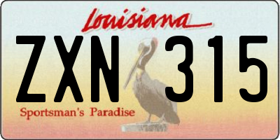 LA license plate ZXN315