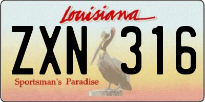 LA license plate ZXN316