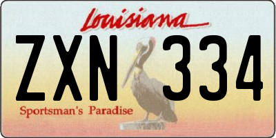 LA license plate ZXN334