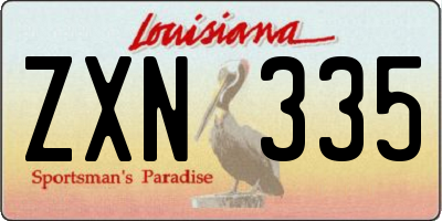 LA license plate ZXN335