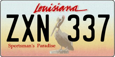 LA license plate ZXN337