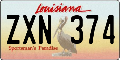 LA license plate ZXN374