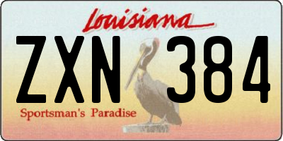 LA license plate ZXN384