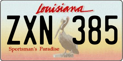 LA license plate ZXN385