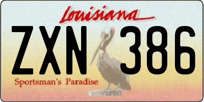 LA license plate ZXN386
