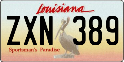 LA license plate ZXN389