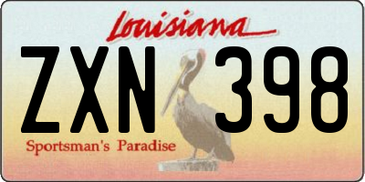 LA license plate ZXN398