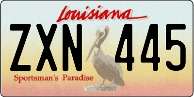 LA license plate ZXN445