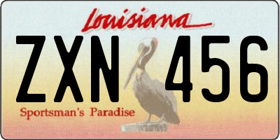 LA license plate ZXN456