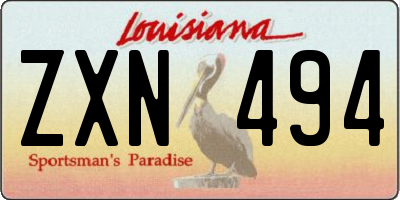 LA license plate ZXN494