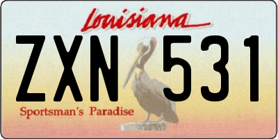 LA license plate ZXN531