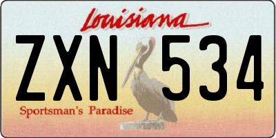 LA license plate ZXN534