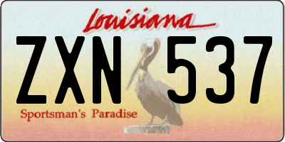 LA license plate ZXN537