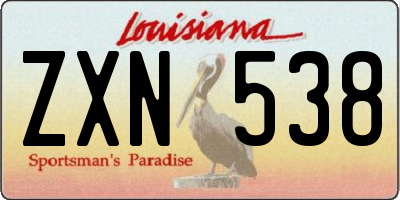 LA license plate ZXN538