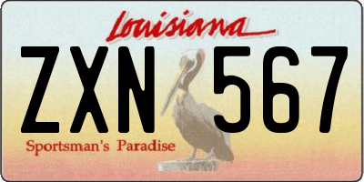 LA license plate ZXN567