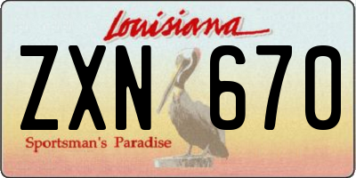 LA license plate ZXN670