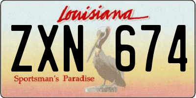 LA license plate ZXN674