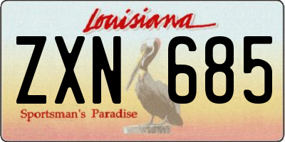 LA license plate ZXN685