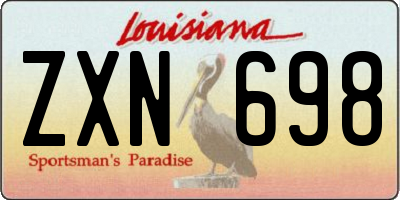 LA license plate ZXN698