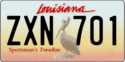 LA license plate ZXN701
