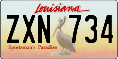 LA license plate ZXN734