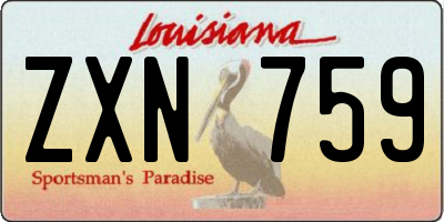 LA license plate ZXN759