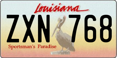 LA license plate ZXN768