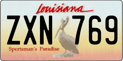 LA license plate ZXN769