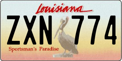 LA license plate ZXN774
