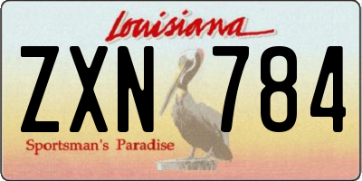 LA license plate ZXN784