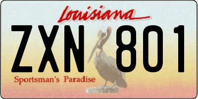 LA license plate ZXN801