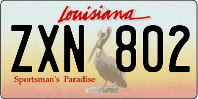 LA license plate ZXN802