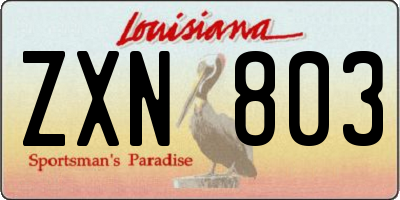 LA license plate ZXN803