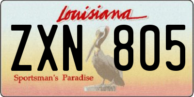 LA license plate ZXN805