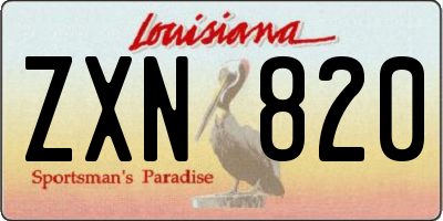 LA license plate ZXN820