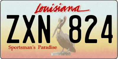 LA license plate ZXN824