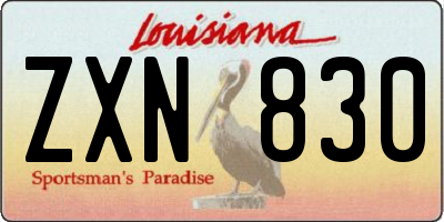 LA license plate ZXN830