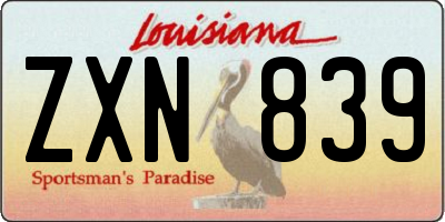 LA license plate ZXN839