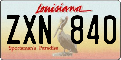LA license plate ZXN840